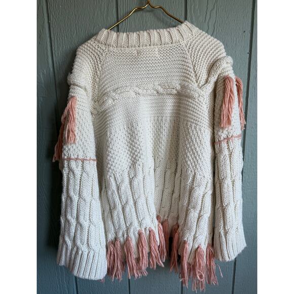Anthropologie Mixed Knit Fringe Cardigan One Size - Picture 9 of 9